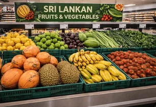 A market display of Sri Lankan fruits and vegetables